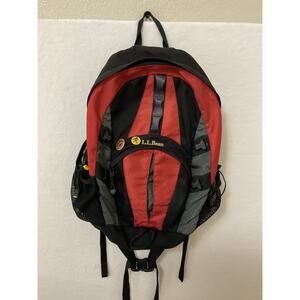 LL Bean 0XS83 Large Duffle Bag Back Pack Red Whilte Unisex Dead Stock Vintage